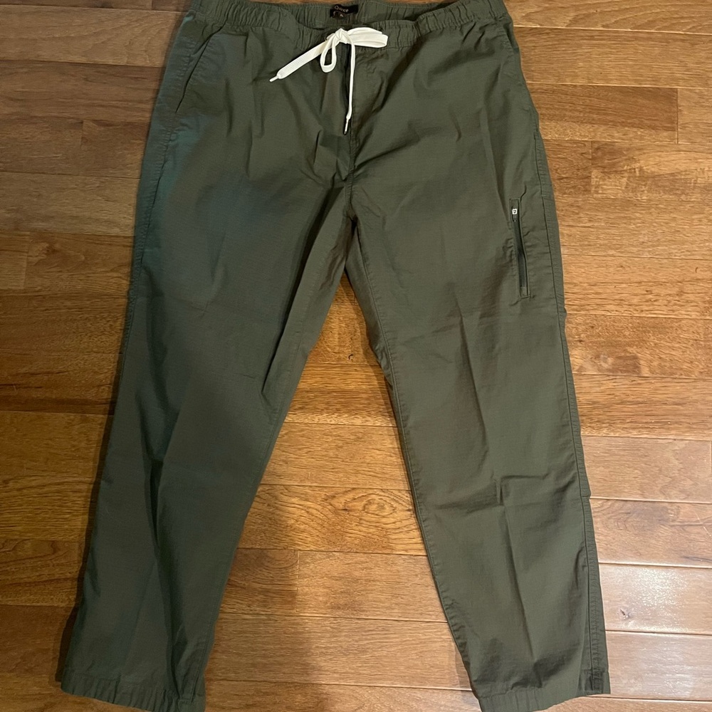 Organic Stretch Cotton Ripstop Straight  Leg Pants in Loden